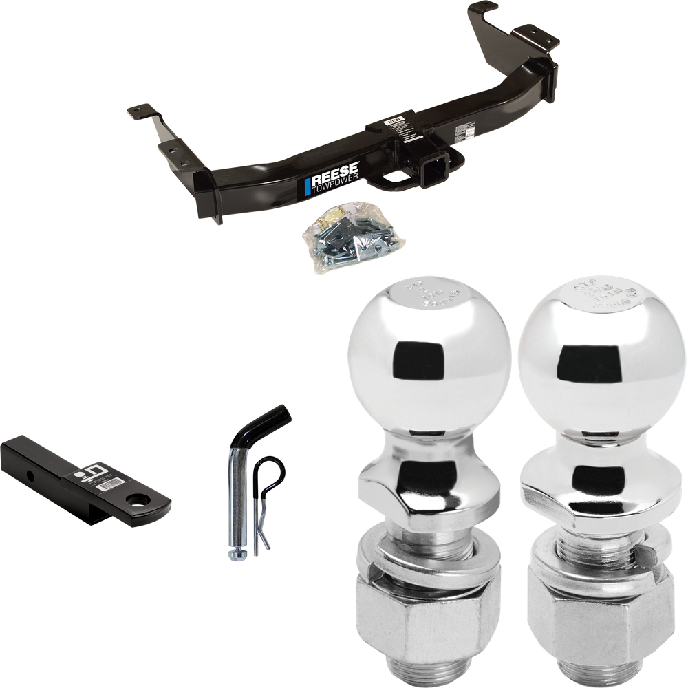 Fits 2000-2014 Ford E-250 Econoline Trailer Hitch Tow PKG w/ Ball Mount w/ 2" Drop + Pin/Clip + 2" Ball + 2-5/16" Ball By Reese Towpower