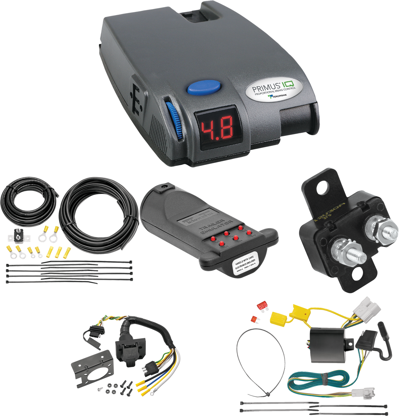 Fits 2008-2013 Toyota Highlander 7-Way RV Wiring + Tekonsha Primus IQ Brake Control + 7-Way Tester and Trailer Emulator By Tekonsha