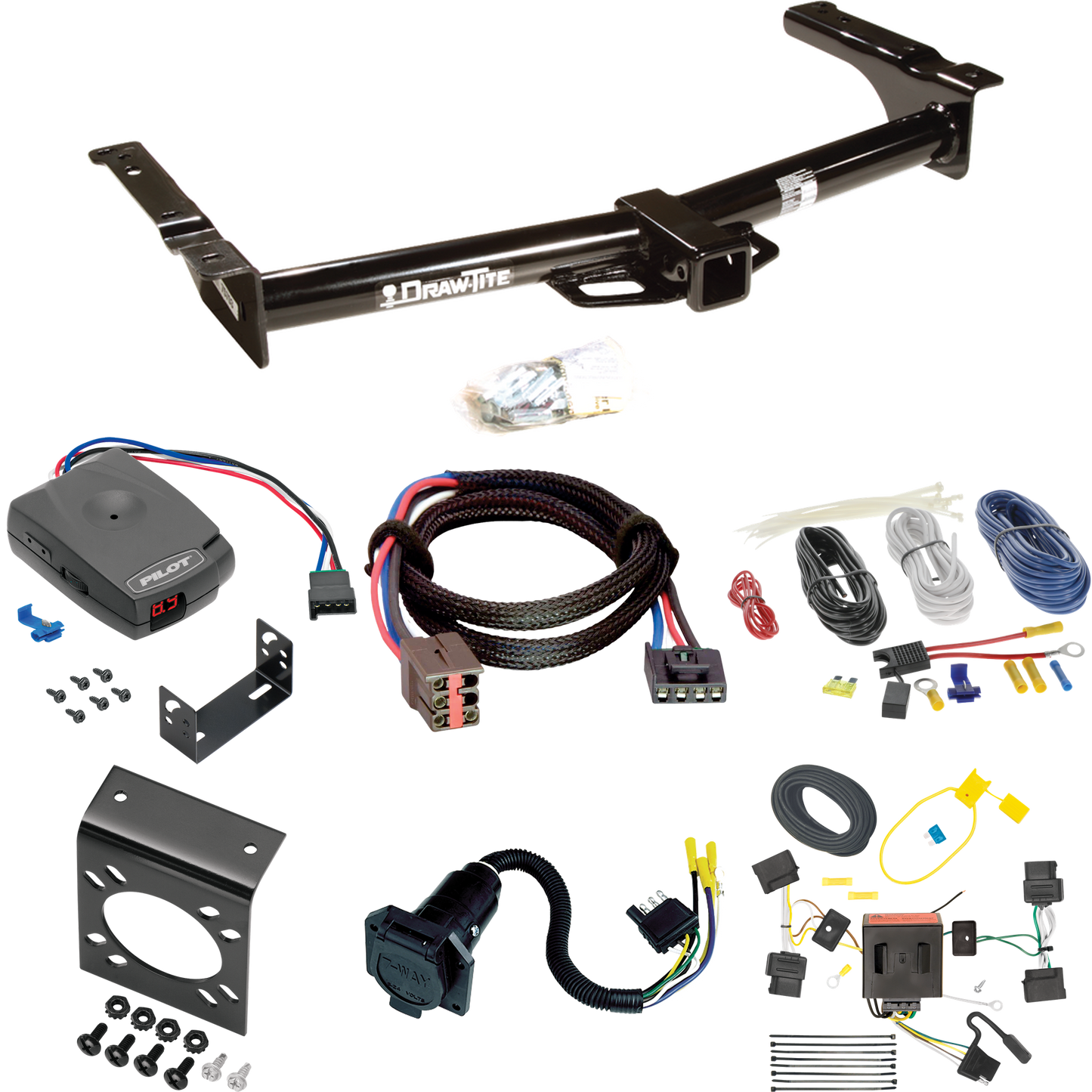 Se adapta al paquete de enganche de remolque Ford E-150 Econoline 2008-2008 con control de freno piloto serie Pro + adaptador BC Plug &amp; Play + cableado RV de 7 vías de Draw-Tite