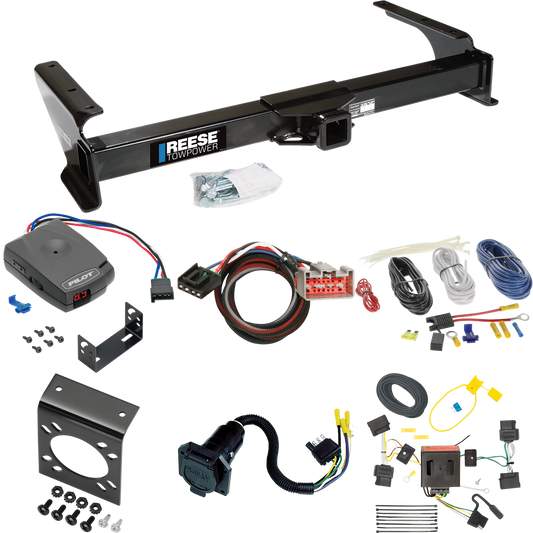 Fits 2009-2014 Ford E-250 Econoline Trailer Hitch Tow PKG w/ Pro Series Pilot Brake Control + Plug & Play BC Adapter + 7-Way RV Wiring By Reese Towpower