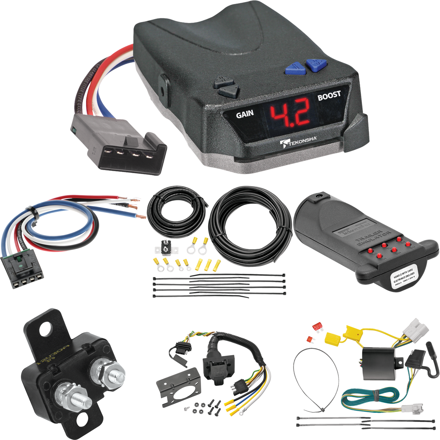 Fits 2008-2013 Toyota Highlander 7-Way RV Wiring + Tekonsha BRAKE-EVN Brake Control + Generic BC Wiring Adapter + 7-Way Tester and Trailer Emulator By Tekonsha