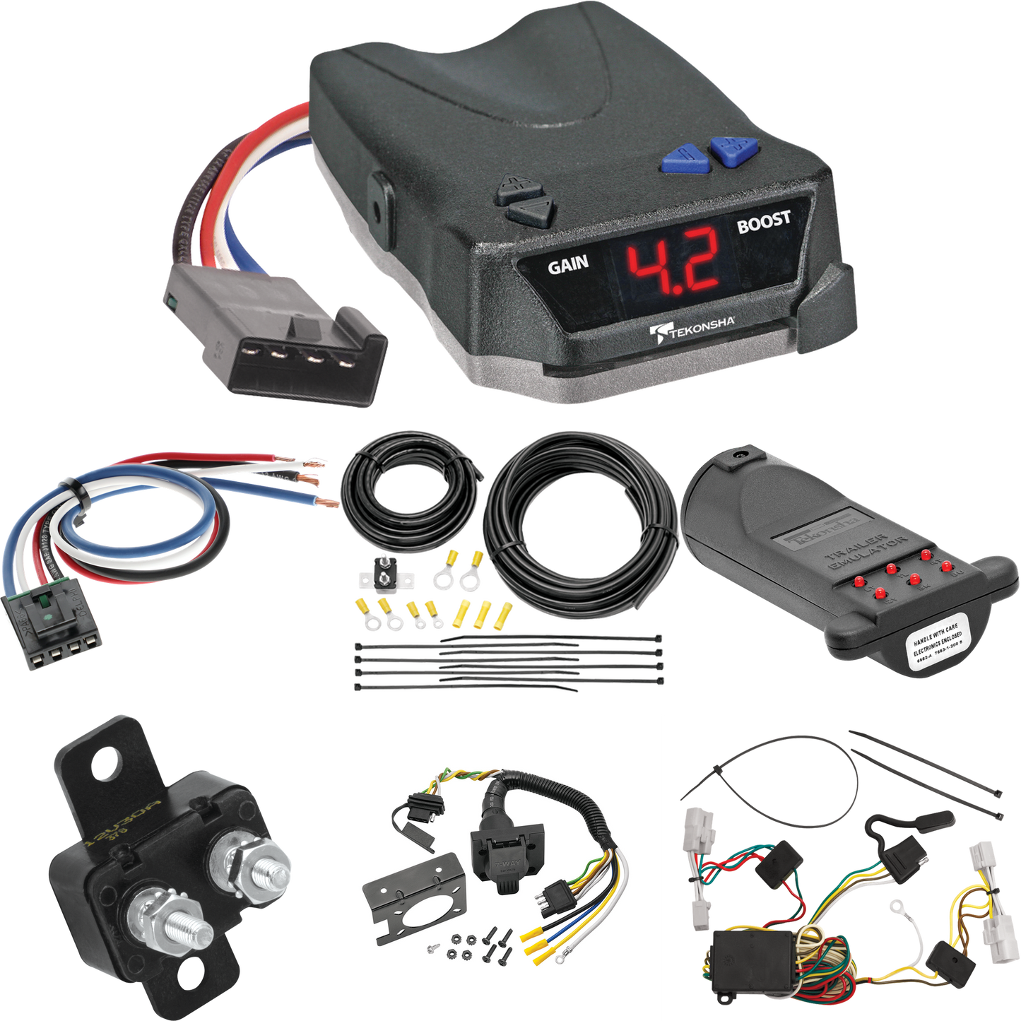 Fits 2001-2003 Toyota Highlander 7-Way RV Wiring + Tekonsha BRAKE-EVN Brake Control + Generic BC Wiring Adapter + 7-Way Tester and Trailer Emulator By Tekonsha