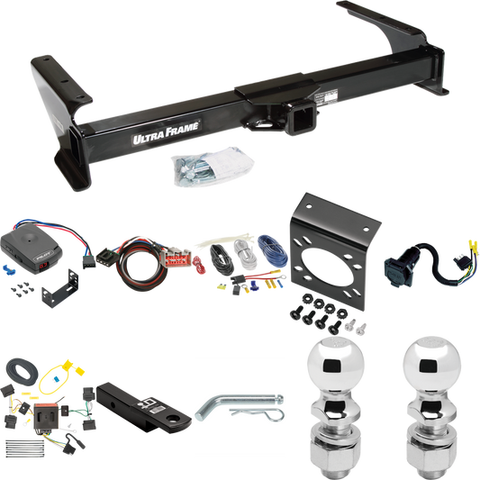 Fits 2009-2014 Ford E-250 Econoline Trailer Hitch Tow PKG w/ Pro Series Pilot Brake Control + Plug & Play BC Adapter + 7-Way RV Wiring + 2" & 2-5/16" Ball & Drop Mount By Draw-Tite