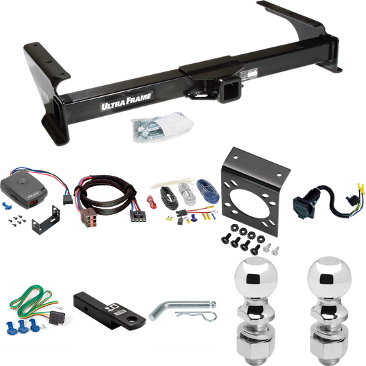 Fits 2003-2007 Ford E-250 Econoline Trailer Hitch Tow PKG w/ Pro Series Pilot Brake Control + Plug & Play BC Adapter + 7-Way RV Wiring + 2" & 2-5/16" Ball & Drop Mount By Draw-Tite