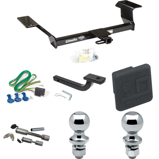 Fits 2006-2009 Buick Lucerne Trailer Hitch Tow PKG w/ 4-Flat Wiring Harness + Draw-Bar + 1-7/8" + 2" Ball + Hitch Cover + Dual Hitch & Coupler Locks (Excludes: Super & Special Edition Models) By Draw-Tite