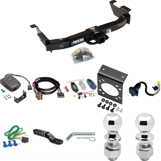 Fits 2003-2007 Ford E-250 Econoline Trailer Hitch Tow PKG w/ Pro Series Pilot Brake Control + Plug & Play BC Adapter + 7-Way RV Wiring + 2" & 2-5/16" Ball & Drop Mount By Reese Towpower