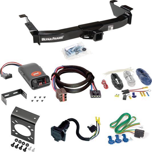 Fits 2003-2007 Ford E-150 Econoline Trailer Hitch Tow PKG w/ Pro Series POD Brake Control + Plug & Play BC Adapter + 7-Way RV Wiring By Draw-Tite