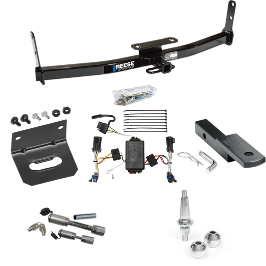 Fits 2002-2007 Saturn Vue Trailer Hitch Tow PKG w/ 4-Flat Wiring Harness + Draw-Bar + Interchangeable 1-7/8" & 2" Balls + Wiring Bracket + Dual Hitch & Coupler Locks (Excludes: Redline Models) By Reese Towpower