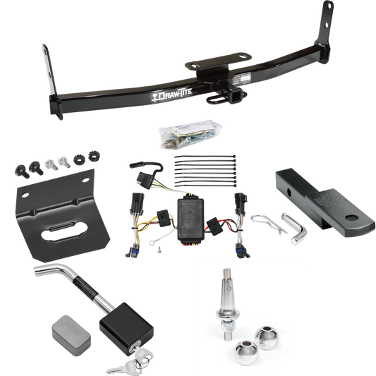 Fits 2002-2007 Saturn Vue Trailer Hitch Tow PKG w/ 4-Flat Wiring Harness + Draw-Bar + Interchangeable 1-7/8" & 2" Balls + Wiring Bracket + Hitch Lock (Excludes: Redline Models) By Draw-Tite