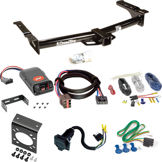 Fits 2003-2007 Ford E-250 Econoline Trailer Hitch Tow PKG w/ Pro Series POD Brake Control + Plug & Play BC Adapter + 7-Way RV Wiring By Draw-Tite