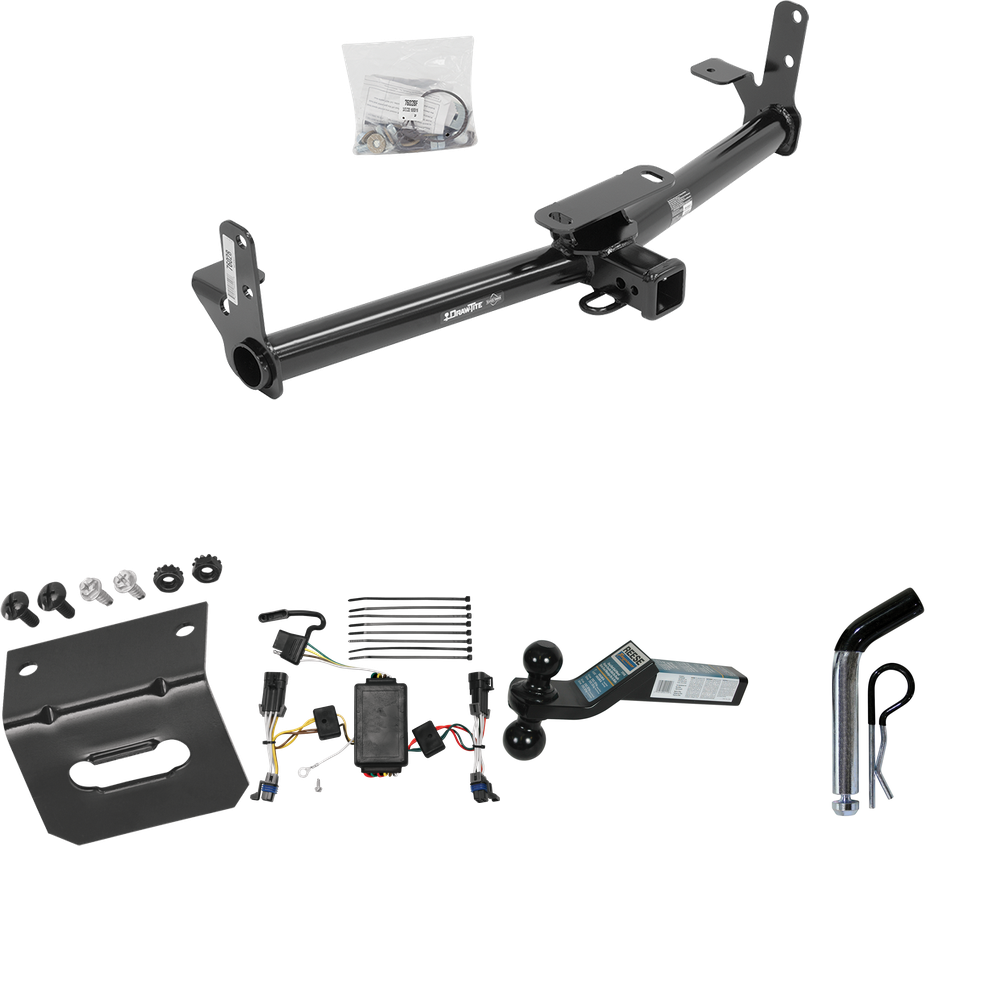 Fits 2002-2007 Saturn Vue Trailer Hitch Tow PKG w/ 4-Flat Wiring Harness + Dual Ball Ball Mount 2" & 2-5/16" Trailer Balls + Pin/Clip +  Wiring Bracket (Excludes: Redline Models) By Draw-Tite