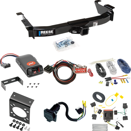 Fits 2009-2014 Ford E-250 Econoline Trailer Hitch Tow PKG w/ Pro Series POD Brake Control + Plug & Play BC Adapter + 7-Way RV Wiring By Reese Towpower