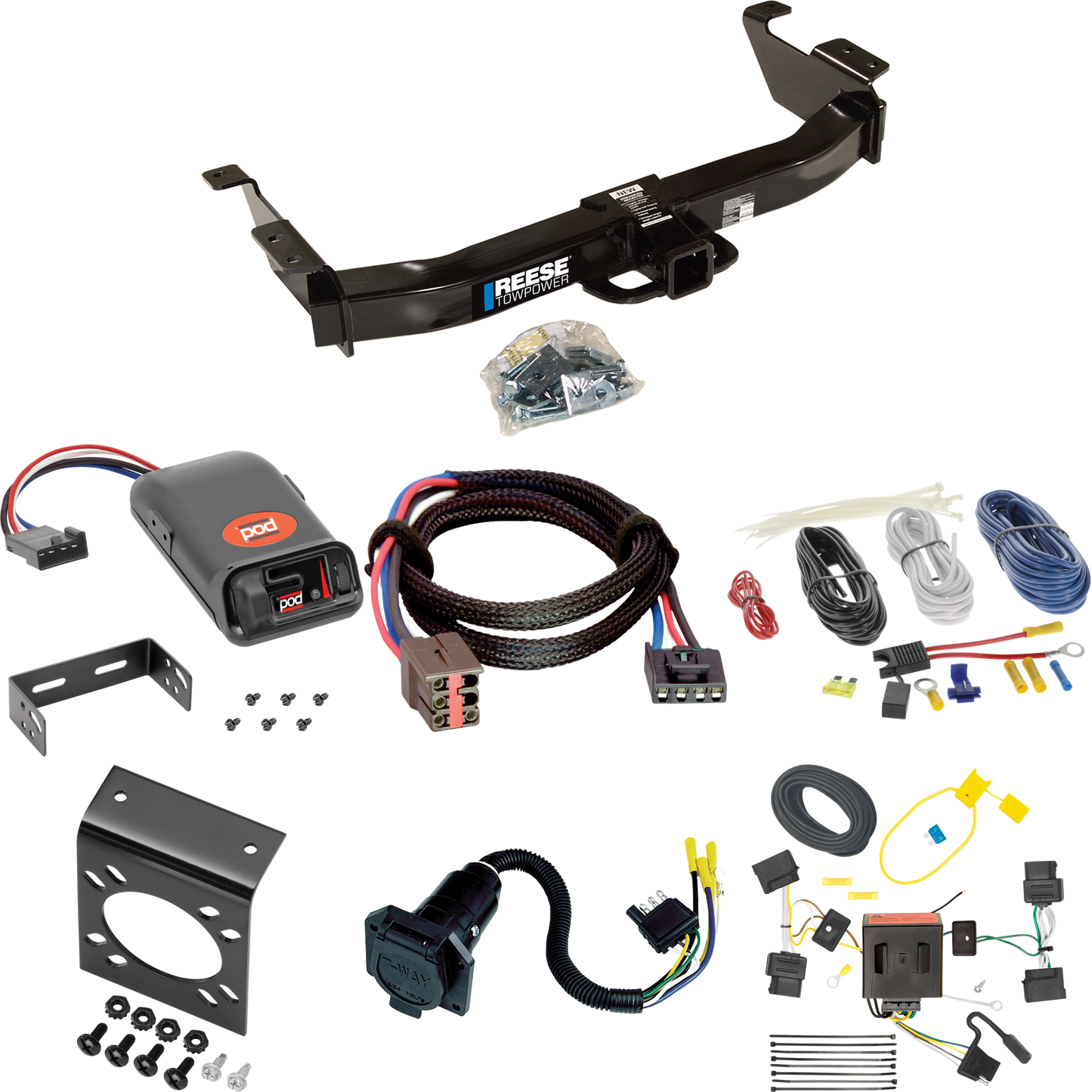 Se adapta al paquete de enganche de remolque Ford E-350 Econoline Super Duty 2008-2008 con control de freno POD Pro Series + adaptador BC Plug &amp; Play + cableado RV de 7 vías de Reese Towpower