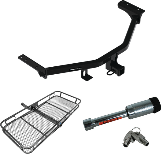 Fits 2022-2023 Nissan Pathfinder Trailer Hitch Tow PKG w/ 60" x 24" Cargo Carrier + Hitch Lock (For w/Factory Tow Package Models) By Reese Towpower