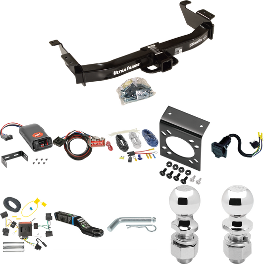 Fits 2009-2014 Ford E-250 Econoline Trailer Hitch Tow PKG w/ Pro Series POD Brake Control + Plug & Play BC Adapter + 7-Way RV Wiring + 2" & 2-5/16" Ball & Drop Mount By Draw-Tite