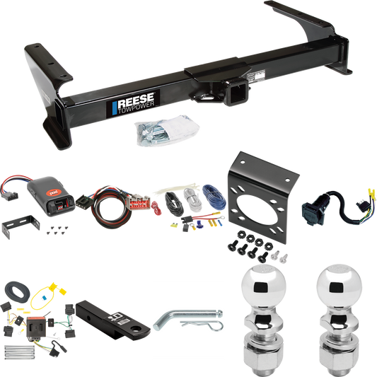 Fits 2009-2014 Ford E-250 Econoline Trailer Hitch Tow PKG w/ Pro Series POD Brake Control + Plug & Play BC Adapter + 7-Way RV Wiring + 2" & 2-5/16" Ball & Drop Mount By Reese Towpower