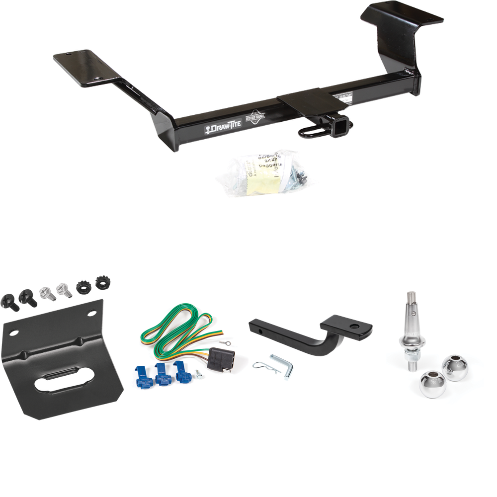 Fits 2006-2009 Buick Lucerne Trailer Hitch Tow PKG w/ 4-Flat Wiring Harness + Draw-Bar + Interchangeable 1-7/8" & 2" Balls + Wiring Bracket (Excludes: Super & Special Edition Models) By Draw-Tite