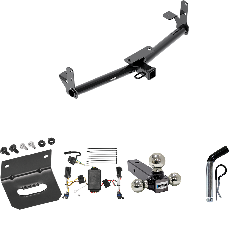 Fits 2002-2007 Saturn Vue Trailer Hitch Tow PKG w/ 4-Flat Wiring Harness + Triple Ball Ball Mount 1-7/8" & 2" & 2-5/16" Trailer Balls + Pin/Clip + Wiring Bracket (Excludes: Redline Models) By Reese Towpower