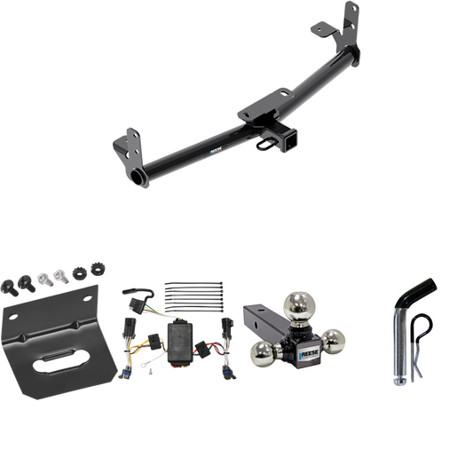 Fits 2002-2007 Saturn Vue Trailer Hitch Tow PKG w/ 4-Flat Wiring Harness + Triple Ball Ball Mount 1-7/8" & 2" & 2-5/16" Trailer Balls + Pin/Clip + Wiring Bracket (Excludes: Redline Models) By Reese Towpower