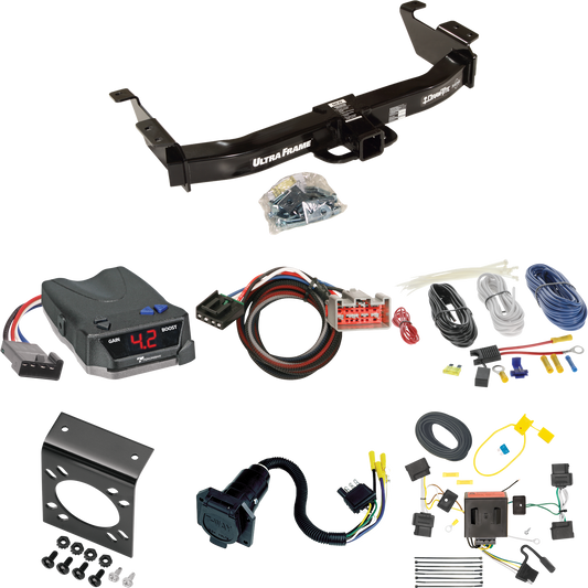 Fits 2009-2014 Ford E-150 Econoline Trailer Hitch Tow PKG w/ Tekonsha BRAKE-EVN Brake Control + Plug & Play BC Adapter + 7-Way RV Wiring By Draw-Tite