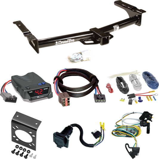 Fits 1995-2002 Ford E-350 Econoline Trailer Hitch Tow PKG w/ Tekonsha BRAKE-EVN Brake Control + Plug & Play BC Adapter + 7-Way RV Wiring By Draw-Tite