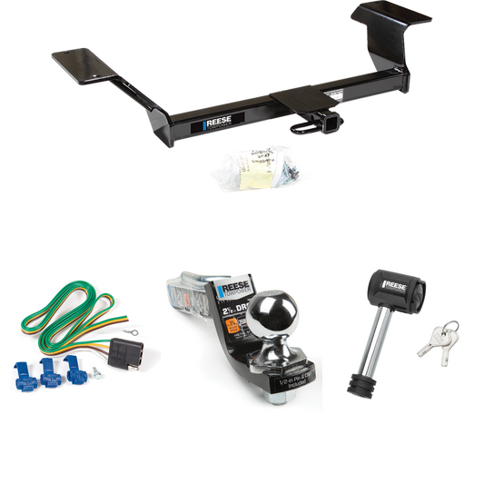 Fits 2006-2009 Buick Lucerne Trailer Hitch Tow PKG w/ 4-Flat Wiring Harness + Interlock Starter Kit w/ 2" Ball 2-1/2" Drop 2" Rise + Hitch Lock (Excludes: Super & Special Edition Models) By Reese Towpower