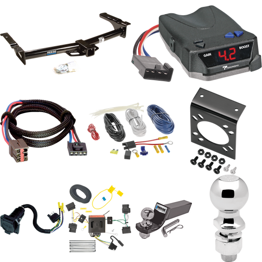 Fits 2008-2008 Ford E-350 Econoline Super Duty Trailer Hitch Tow PKG w/ Tekonsha BRAKE-EVN Brake Control + Plug & Play BC Adapter + 7-Way RV Wiring + 2" & 2-5/16" Ball & Drop Mount By Reese Towpower