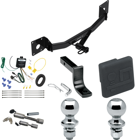 Fits 2016-2023 Chevrolet Malibu Trailer Hitch Tow PKG w/ 4-Flat Wiring Harness + Draw-Bar + 1-7/8" + 2" Ball + Hitch Cover + Dual Hitch & Coupler Locks (For Premier (New Body Style) Models) By Draw-Tite