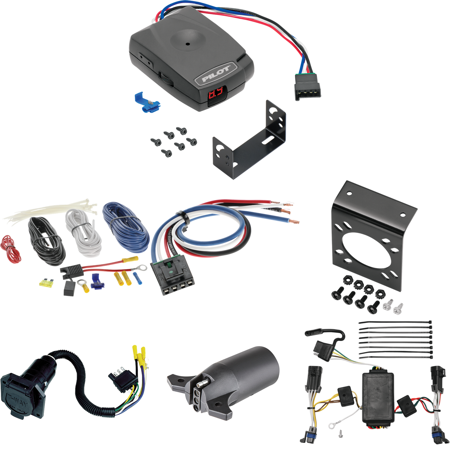 Fits 2002-2007 Saturn Vue 7-Way RV Wiring + Pro Series Pilot Brake Control + Generic BC Wiring Adapter + 7-Way to 4-Way Adapter By Tekonsha