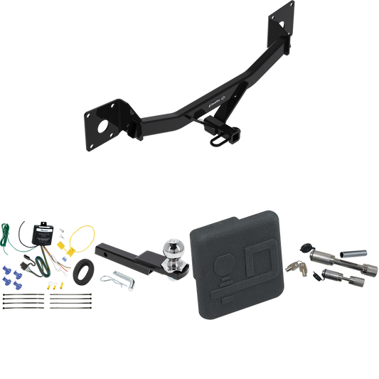 Fits 2018-2020 Buick Regal Sportback Trailer Hitch Tow PKG w/ 4-Flat Wiring Harness + Interlock Starter Kit w/ 2" Ball 1-1/4" Drop 3/4" Rise + Hitch Cover + Dual Hitch & Coupler Locks By Draw-Tite