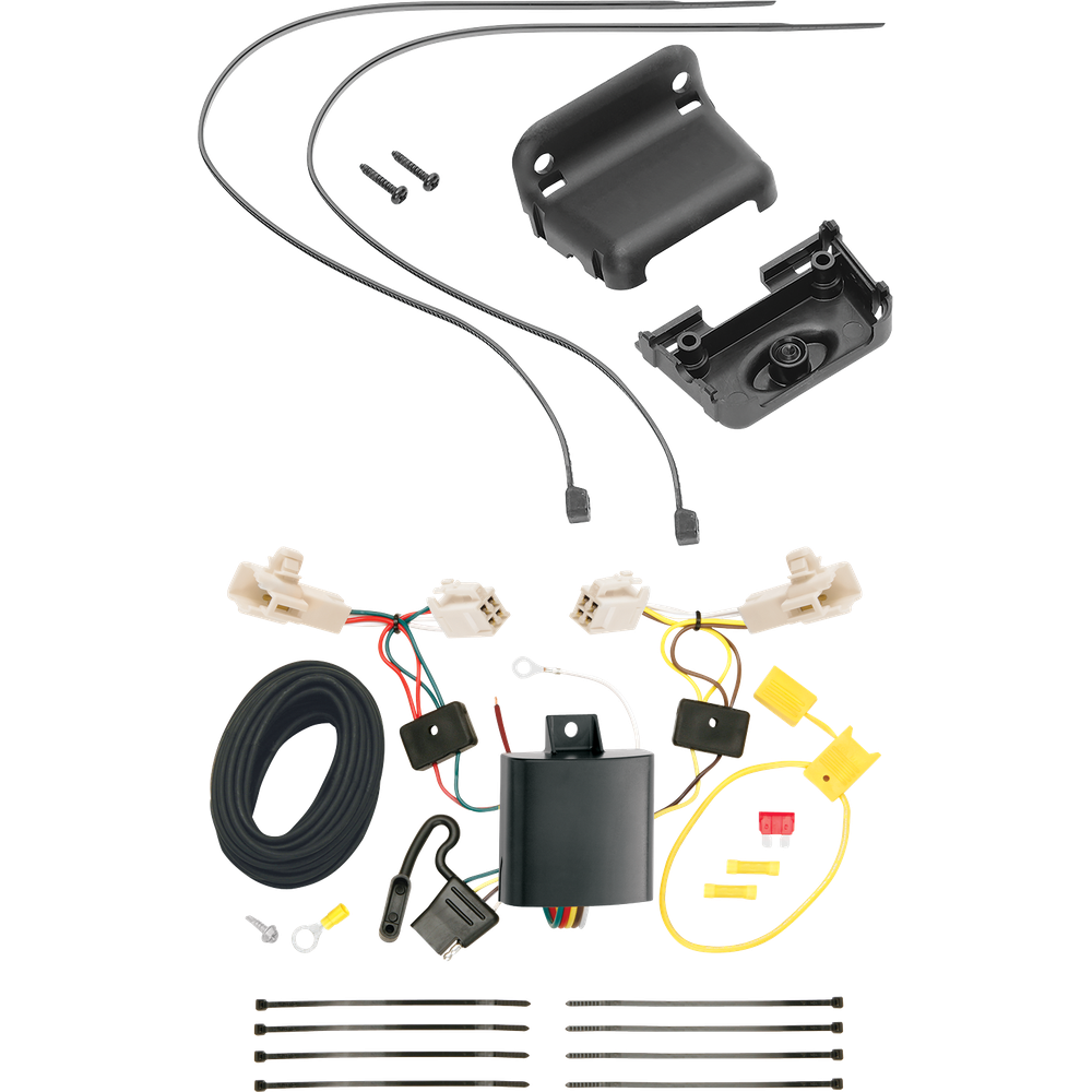 Fits 2013-2020 Subaru BRZ 4-Flat Vehicle End Trailer Wiring Harness + Wiring Bracket By Tekonsha