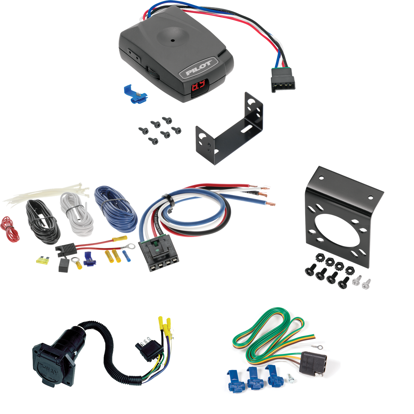 Fits 1992-1997 Ford Crown Victoria 7-Way RV Wiring + Pro Series Pilot Brake Control + Generic BC Wiring Adapter By Reese Towpower