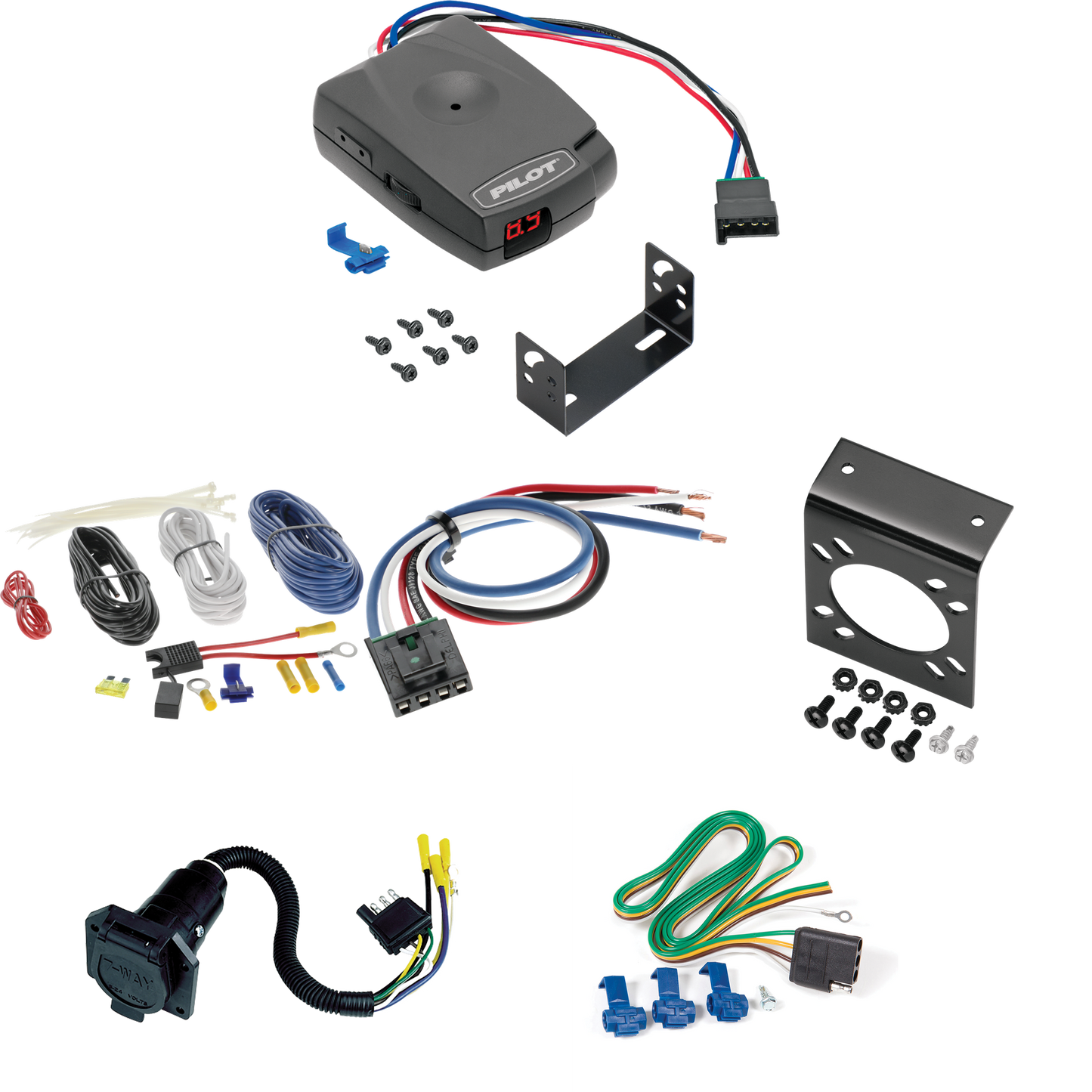 Fits 1989-1997 Ford F Super Duty 7-Way RV Wiring + Pro Series Pilot Brake Control + Generic BC Wiring Adapter By Reese Towpower