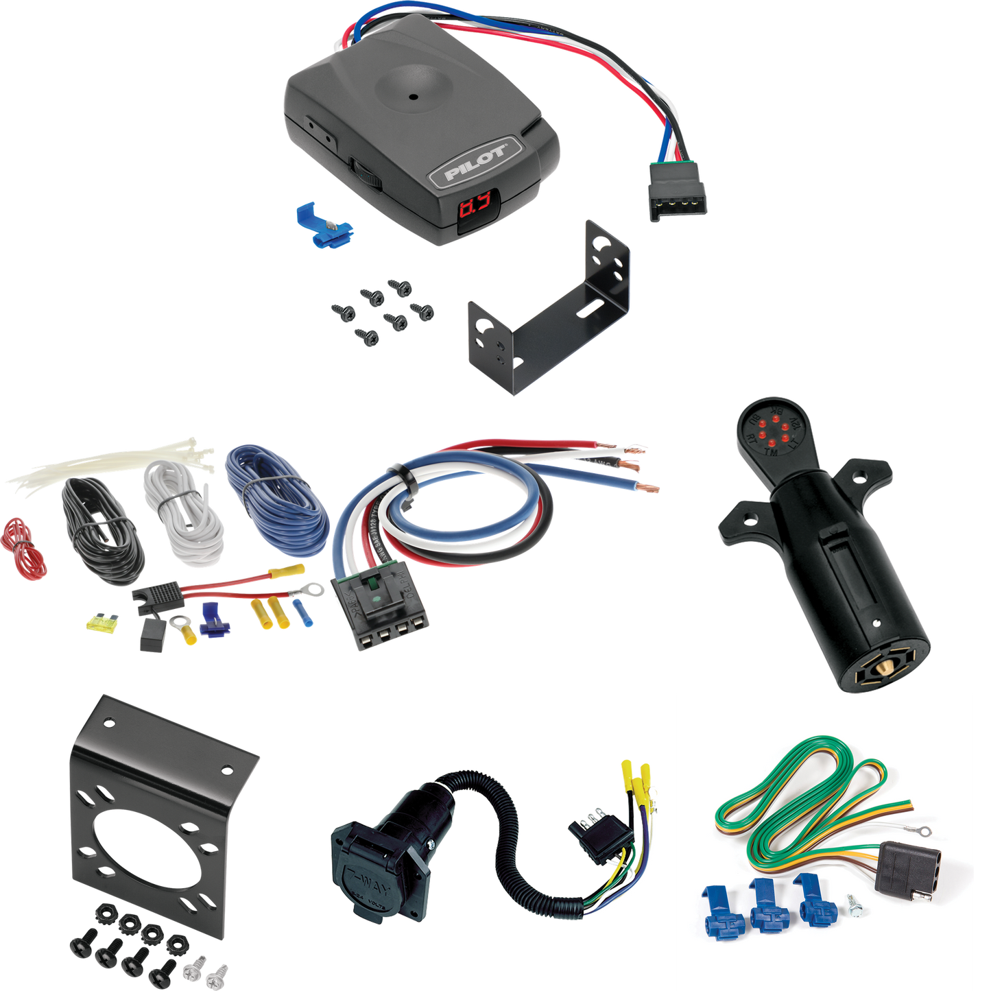 Fits 2011-2018 RAM 4500 7-Way RV Wiring + Pro Series Pilot Brake Control + Generic BC Wiring Adapter + 7-Way Tester By Reese Towpower