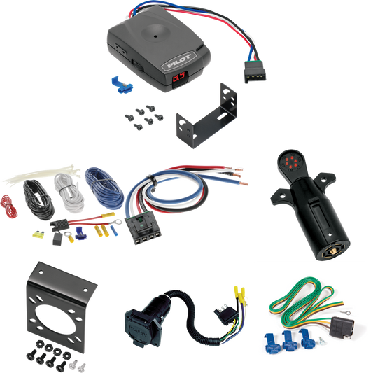 Compatible con cableado RV de 7 vías Dodge W250 1981-1985 + control de freno piloto serie Pro + adaptador de cableado BC genérico + probador de 7 vías de Reese Towpower