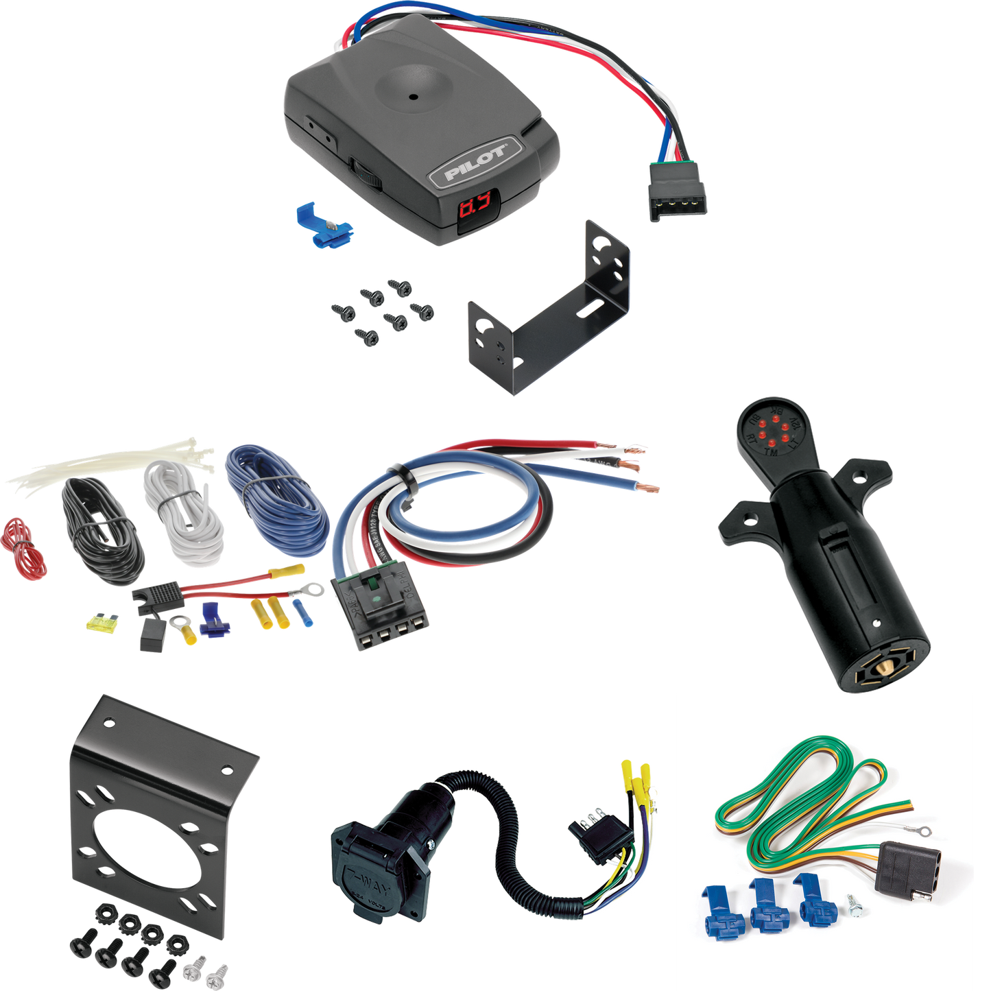 Fits 2022-2023 Ford F-150 7-Way RV Wiring + Pro Series Pilot Brake Control + Generic BC Wiring Adapter + 7-Way Tester By Reese Towpower