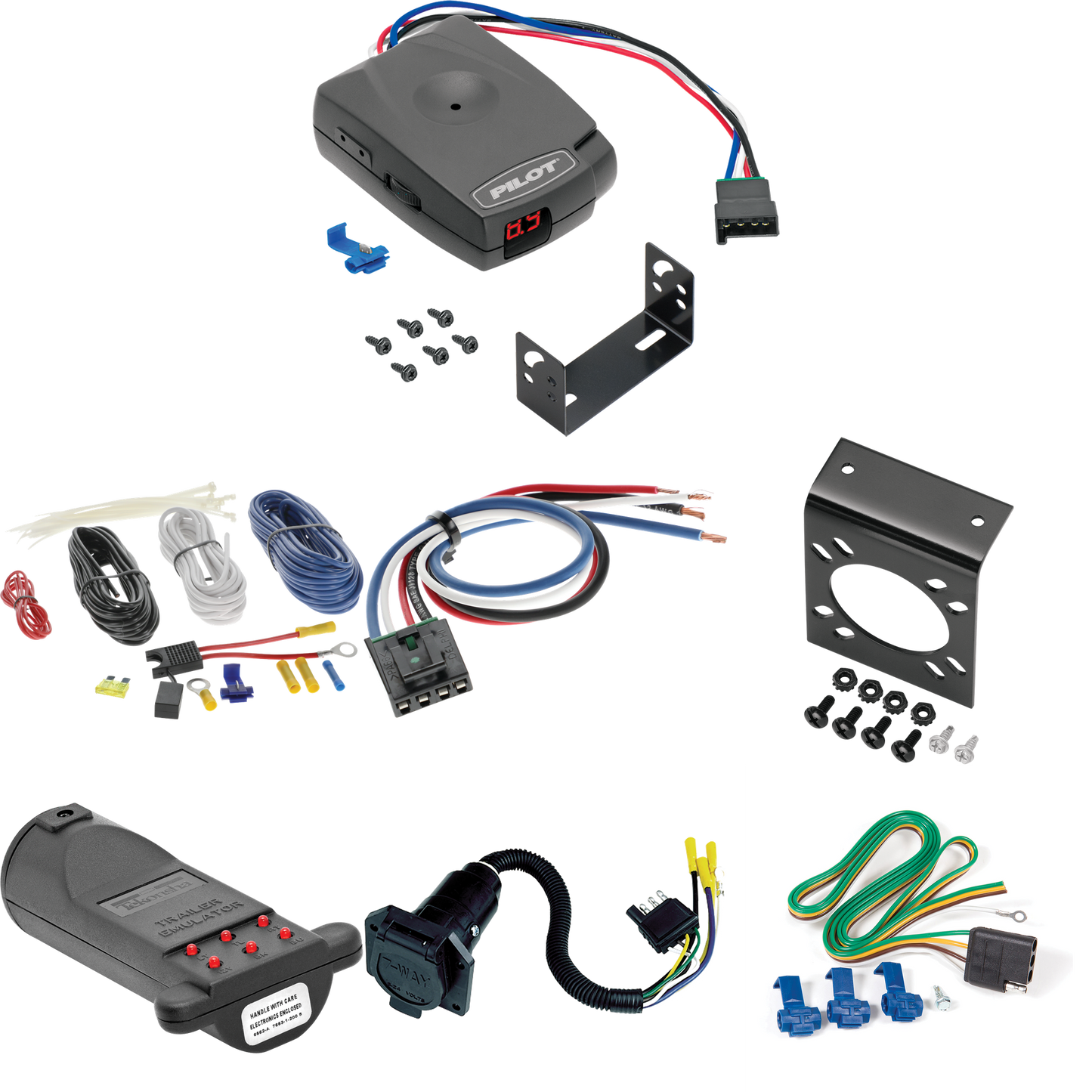 Fits 1983-1991 Ford LTD Crown Victoria 7-Way RV Wiring + Pro Series Pilot Brake Control + Generic BC Wiring Adapter + 7-Way Tester and Trailer Emulator By Reese Towpower