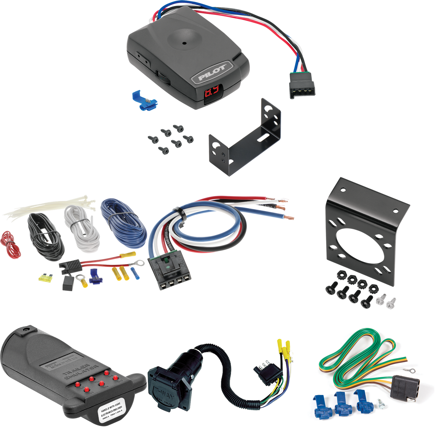 Fits 2004-2007 Dodge Caravan 7-Way RV Wiring + Pro Series Pilot Brake Control + Generic BC Wiring Adapter + 7-Way Tester and Trailer Emulator By Reese Towpower