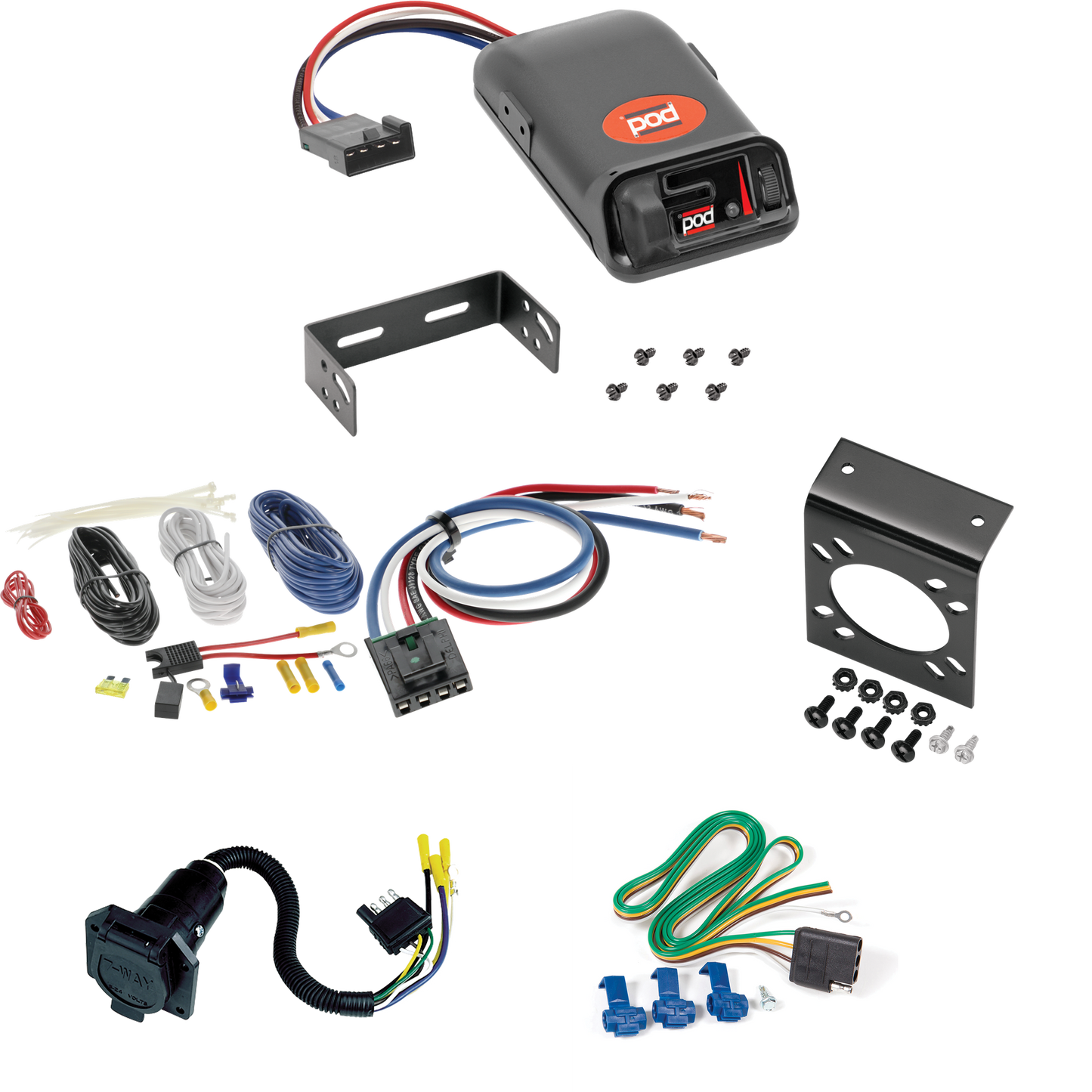 Fits 1975-1983 Ford E-100 Econoline 7-Way RV Wiring + Pro Series POD Brake Control + Generic BC Wiring Adapter By Reese Towpower