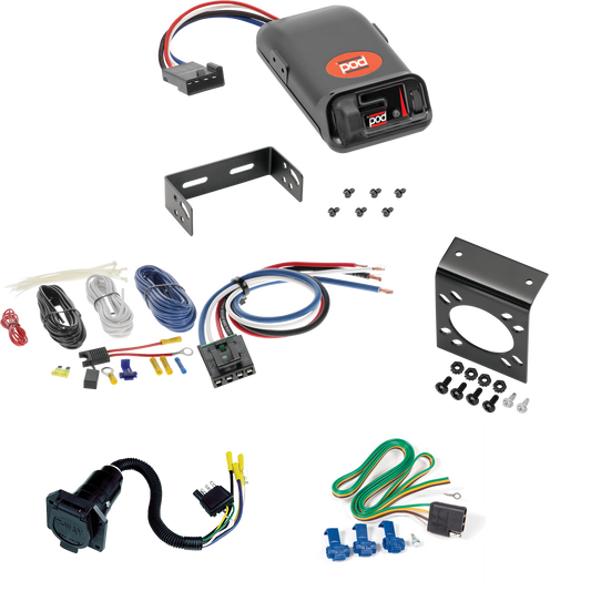 Compatible con cableado de 7 vías Dodge Caravan RV 2004-2007 + control de freno POD serie Pro + adaptador de cableado BC genérico de Reese Towpower