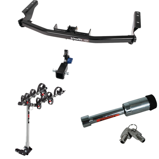 Fits 2014-2020 Infiniti QX60 Trailer Hitch Tow PKG w/ 4 Bike Carrier Rack + Hitch Lock By Draw-Tite