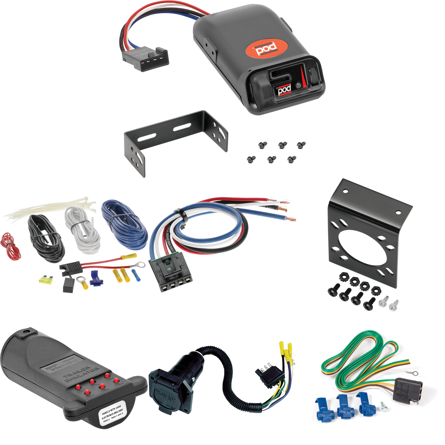 Fits 2004-2011 Ford Ranger 7-Way RV Wiring + Pro Series POD Brake Control + Generic BC Wiring Adapter + 7-Way Tester and Trailer Emulator By Reese Towpower