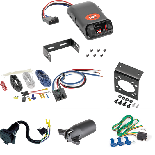 Fits 1996-1999 Chevrolet Express 1500 7-Way RV Wiring + Pro Series POD Brake Control + Generic BC Wiring Adapter + 7-Way to 4-Way Adapter By Reese Towpower