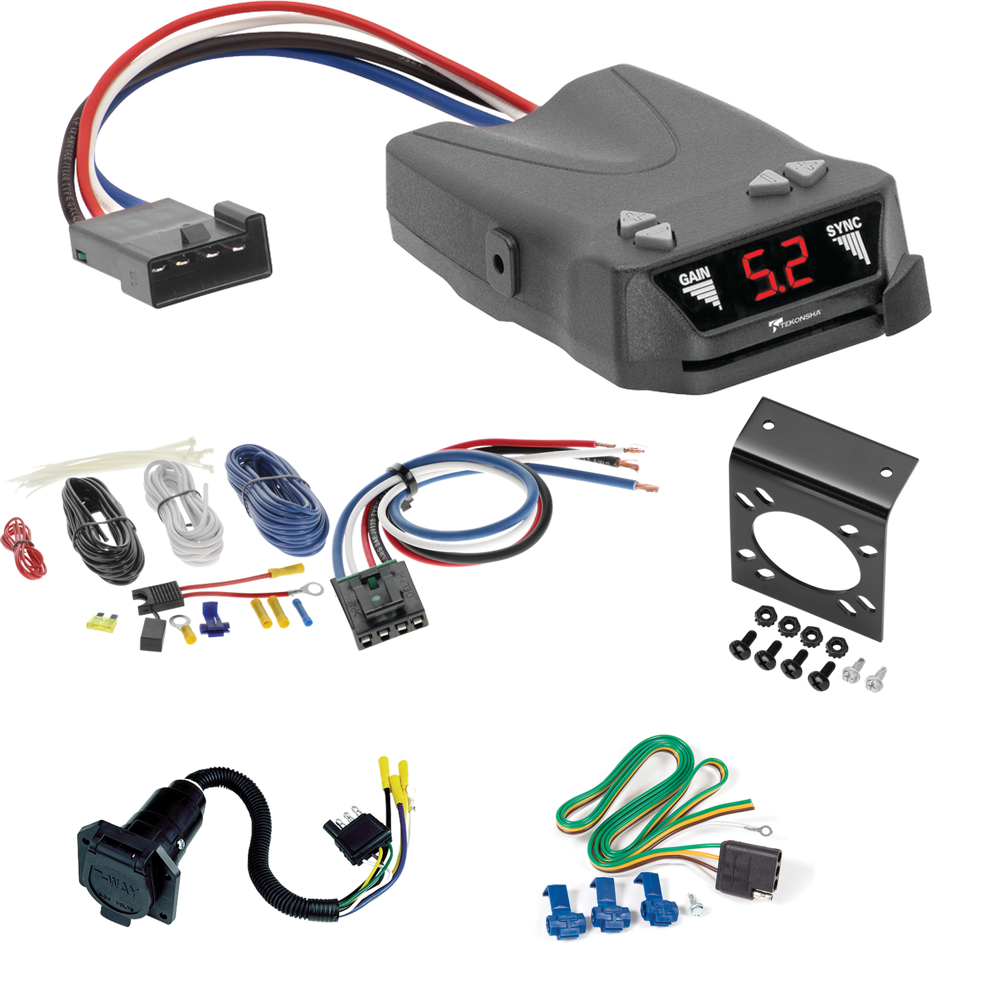 Fits 2004-2011 Ford Ranger 7-Way RV Wiring + Tekonsha Brakeman IV Brake Control + Generic BC Wiring Adapter By Reese Towpower