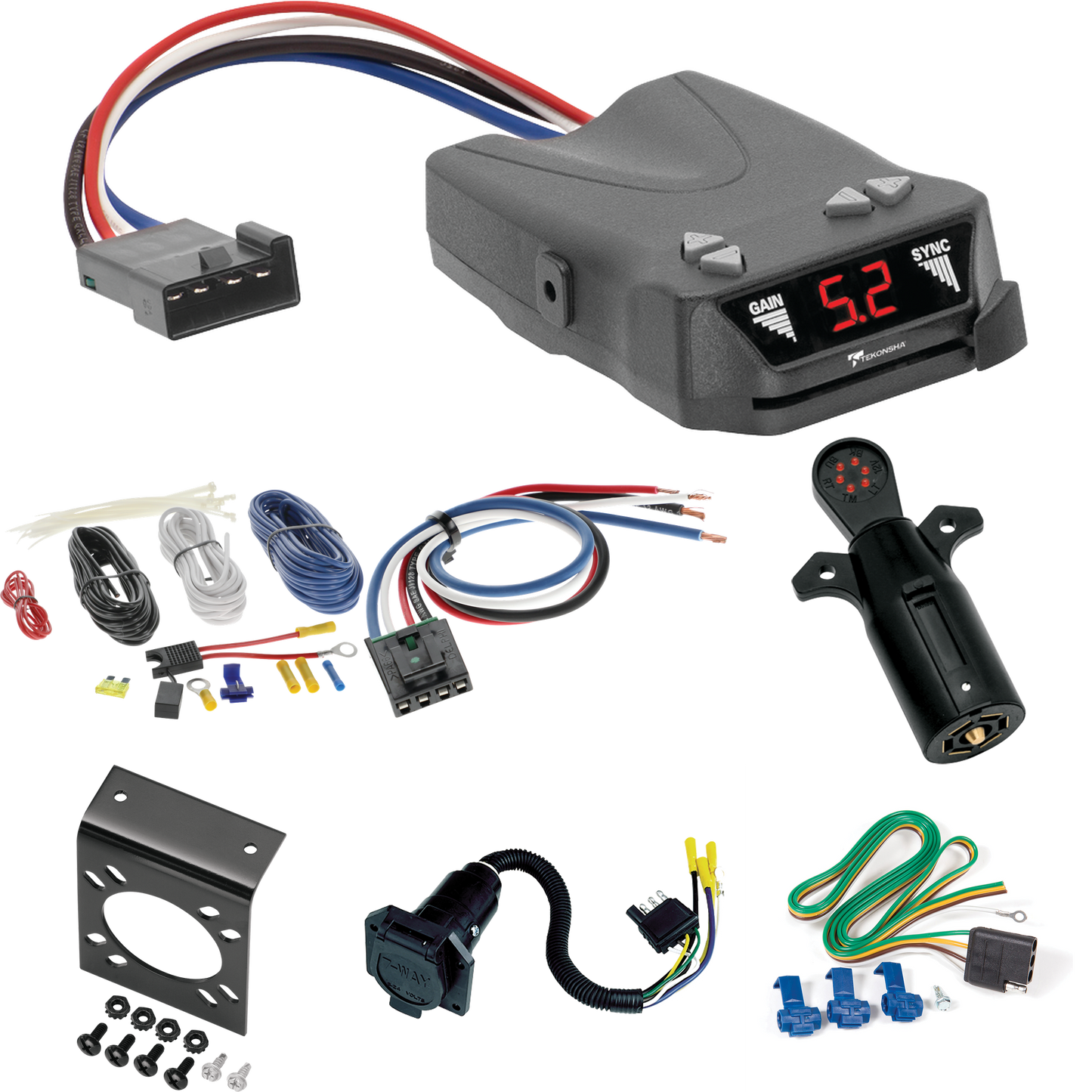 Fits 1987-1994 Dodge Dakota 7-Way RV Wiring + Tekonsha Brakeman IV Brake Control + Generic BC Wiring Adapter + 7-Way Tester By Reese Towpower