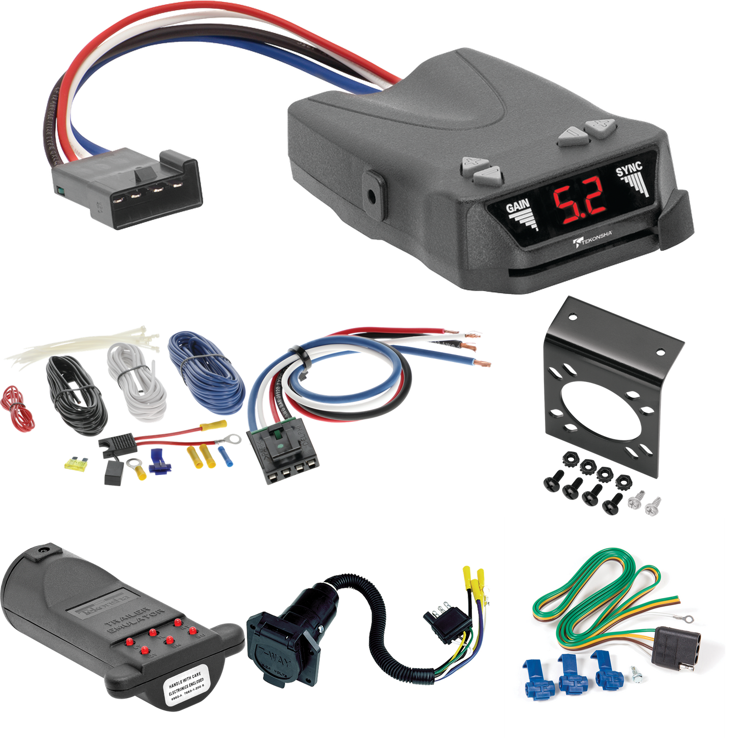 Fits 1987-1990 Plymouth Grand Voyager 7-Way RV Wiring + Tekonsha Brakeman IV Brake Control + Generic BC Wiring Adapter + 7-Way Tester and Trailer Emulator By Reese Towpower