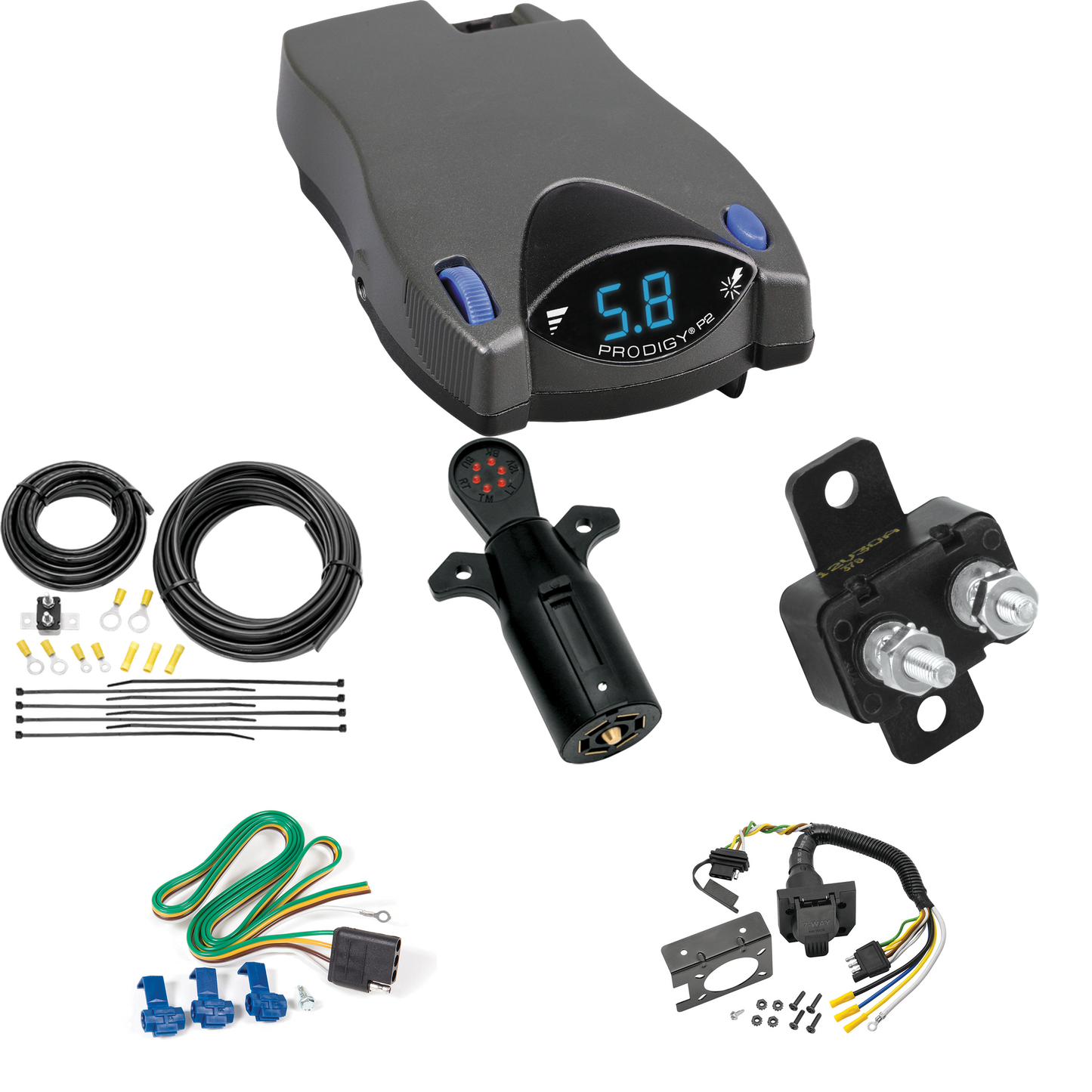 Se adapta al cableado de RV de 7 vías GMC Jimmy 1995-1997 + control de frenos Tekonsha Prodigy P2 + probador de 7 vías de Reese Towpower