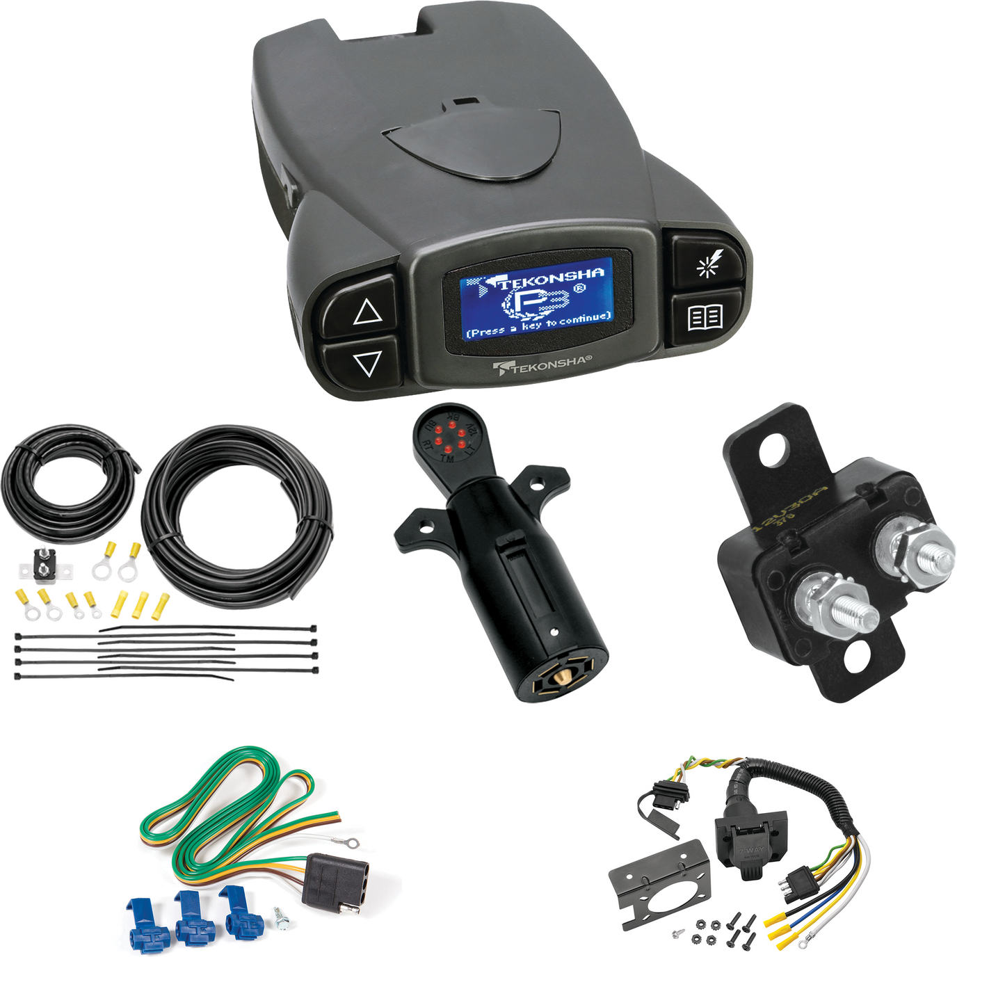 Se adapta al cableado de RV de 7 vías Mercury Grand Marquis 1983-1997 + control de frenos Tekonsha Prodigy P3 + probador de 7 vías de Reese Towpower