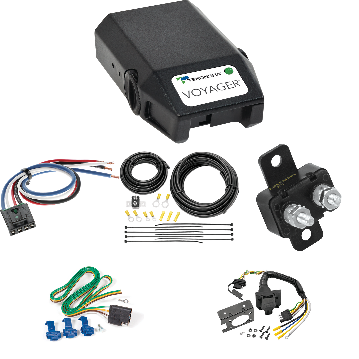 Compatible con cableado RV de 7 vías Chevrolet S10 1983-1997 + control de freno Tekonsha Voyager + adaptador de cableado BC genérico de Reese Towpower