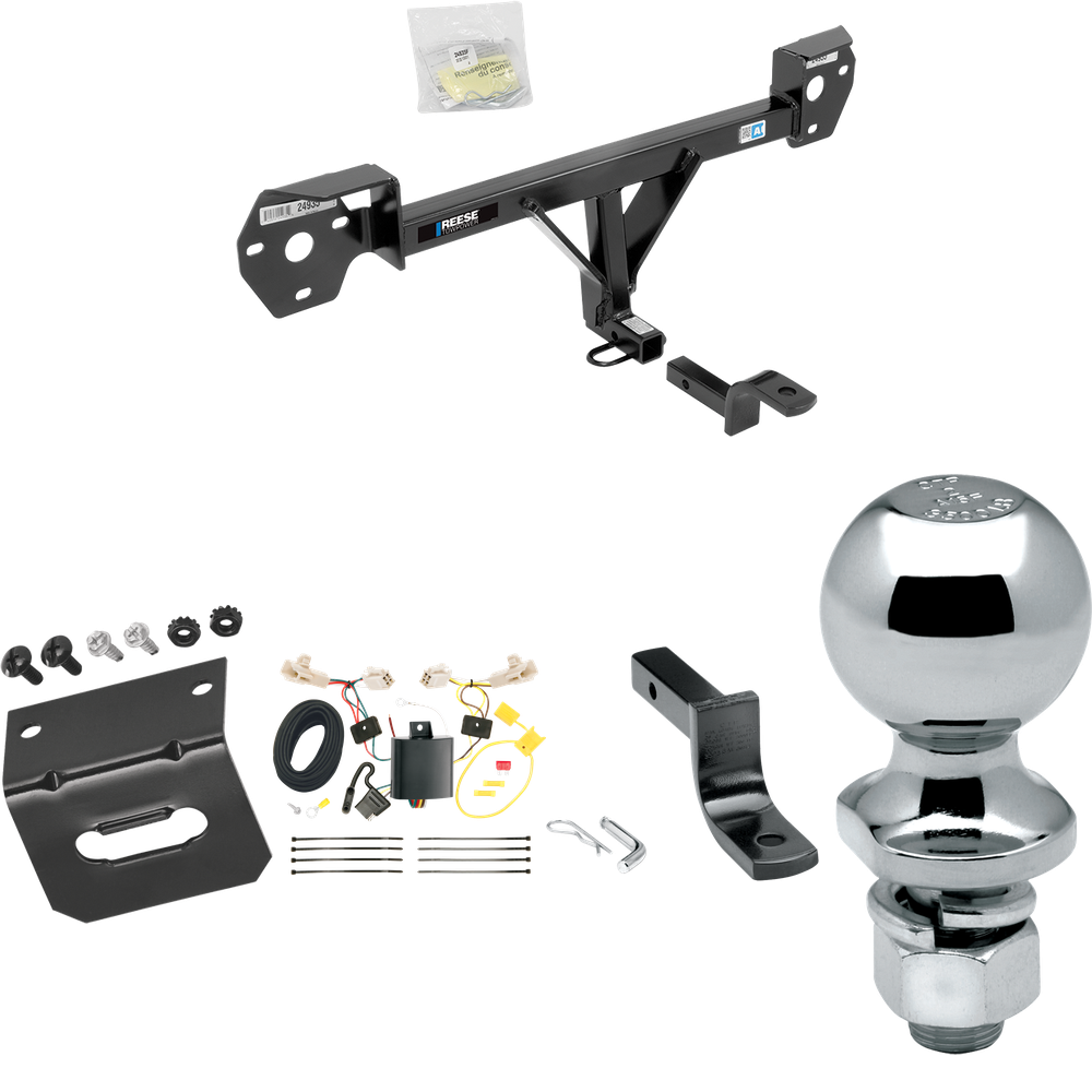 Fits 2013-2020 Subaru BRZ Trailer Hitch Tow PKG w/ 4-Flat Wiring Harness + Draw-Bar + 2" Ball + Wiring Bracket By Reese Towpower